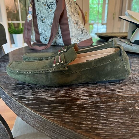 Portabella Mens Green Suede Driving Slip On Shoes sz 9-1/2 main image 5